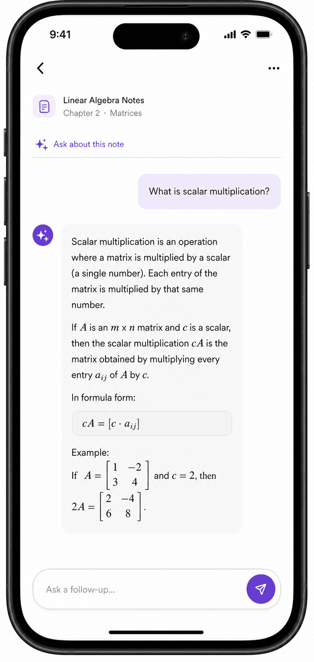 Brainote AI chat screen
