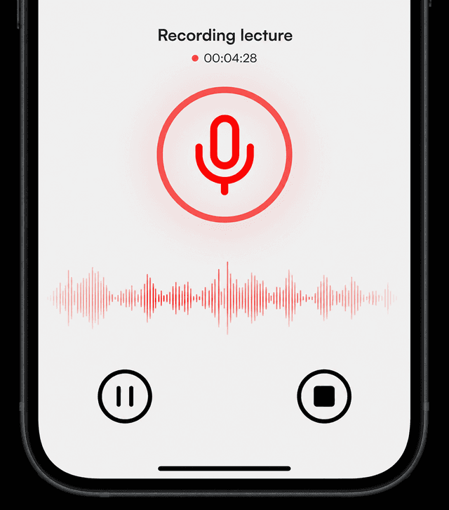 Brainote voice recording screen